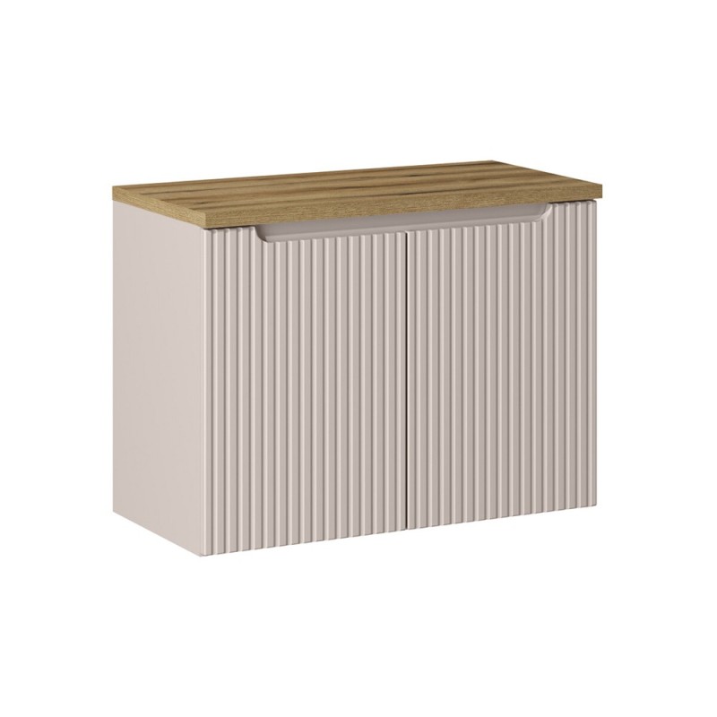 Set mobilier de baie Nova Cashmere, MDF, PAL melaminat, cashmir mat, blat stejar evoke L.80 cm, SET-NOC B OAK 80CM D
