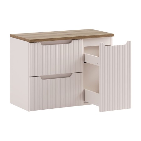 Set mobilier de baie Nova Cashmere, MDF, PAL melaminat, cashmir mat, blat stejar evoke, L.80 cm, SET-NOC B OAK 80CM LC