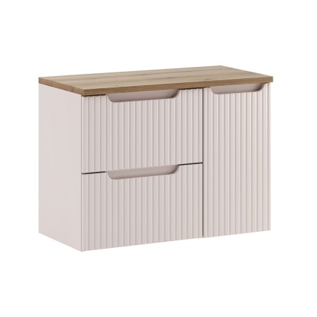 Set mobilier de baie Nova Cashmere, MDF, PAL melaminat, cashmir mat, blat stejar evoke, L.80 cm, SET-NOC B OAK 80CM LC
