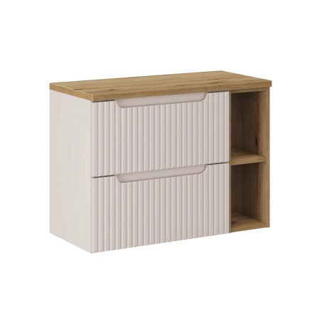 Set mobilier de baie Nova Cashmere, MDF, PAL melaminat, cashmir mat, blat stejar evoke, L.80 cm, SET-NOC B OAK 80CM LR