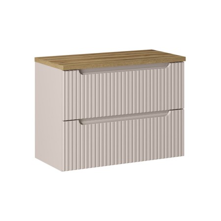 Set mobilier de baie Nova Cashmere, MDF, PAL melaminat, cashmir mat, blat stejar evoke L.80 cm, SET-NOC B OAK 80CM S