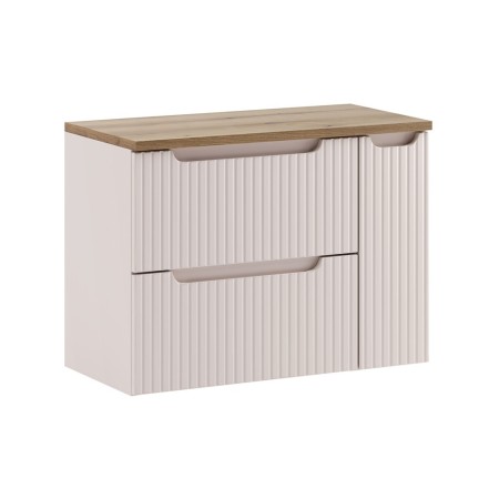 Set mobilier de baie Nova Cashmere, MDF, PAL melaminat, cashmir mat, blat stejar evoke, L.80 cm, SET-NOC B OAK 80CM S LC
