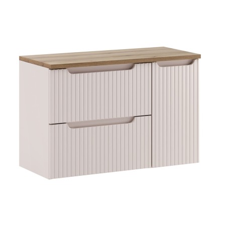Set mobilier de baie Nova Cashmere, MDF, PAL melaminat, cashmir mat, blat stejar evoke, L.90 cm, SET-NOC B OAK 90CM S LC