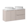 Set mobilier de baie Nova Cashmere, MDF, PAL melaminat, cashmir mat, blat alb mat, L.120 cm, lavoare Beyond, SET-NOC B WHITE 120CM D/S UN BEYOND 5 WH