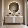 Set mobilier de baie Nova Cashmere, MDF, PAL melaminat, cashmir mat, blat alb mat, L.140 cm, lavoare Wiki, SET-NOC B WHITE 140CM D/S UN WIKI C