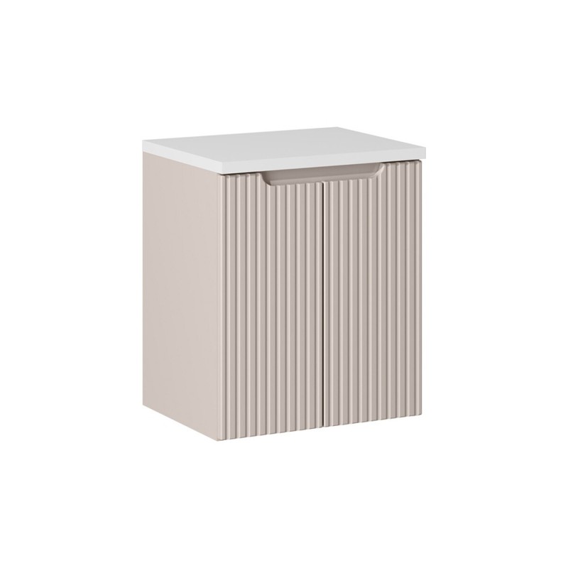 Set mobilier de baie Nova Cashmere, MDF, PAL melaminat, cashmir mat, blat alb mat, L.50 cm, SET-NOC B WHITE 50CM D