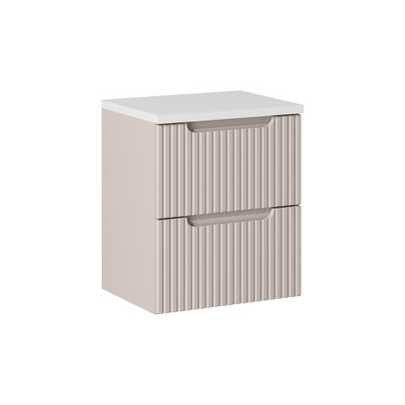 Set mobilier de baie Nova Cashmere, MDF, PAL melaminat, cashmir mat, blat alb mat, L.50 cm, SET-NOC B WHITE 50CM S