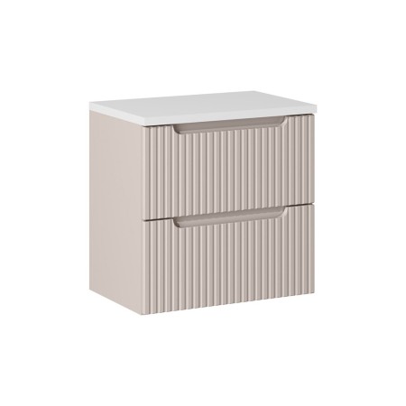 Set mobilier de baie Nova Cashmere, MDF, PAL melaminat, cashmir mat, blat alb mat, L.60 cm, SET-NOC B WHITE 60CM S