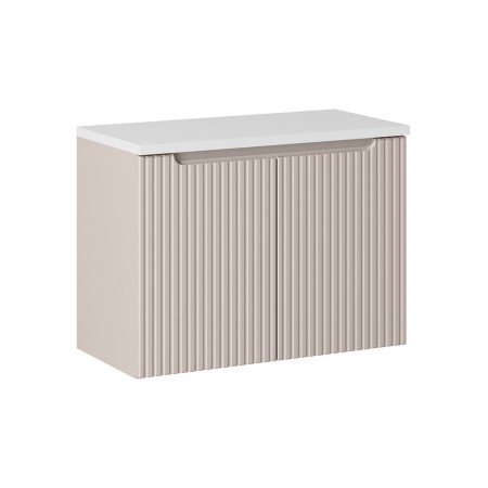 Set mobilier de baie Nova Cashmere, MDF, PAL melaminat, cashmir mat, blat alb mat, L.80 cm, SET-NOC B WHITE 80CM D