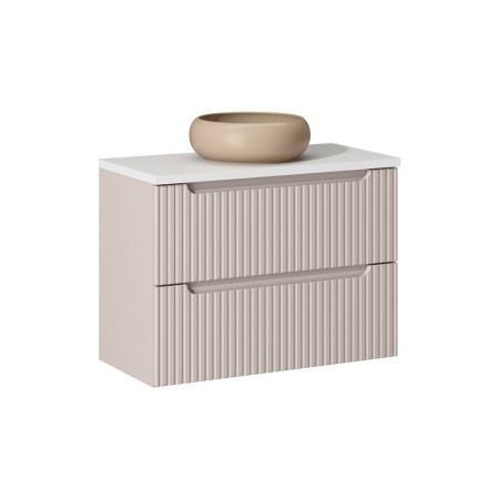 Set mobilier de baie Nova Cashmere, MDF, PAL melaminat, cashmir mat, blat alb mat, L.80 cm, lavoar Wiki, SET-NOC B WHITE 80CM S UN WIKI C