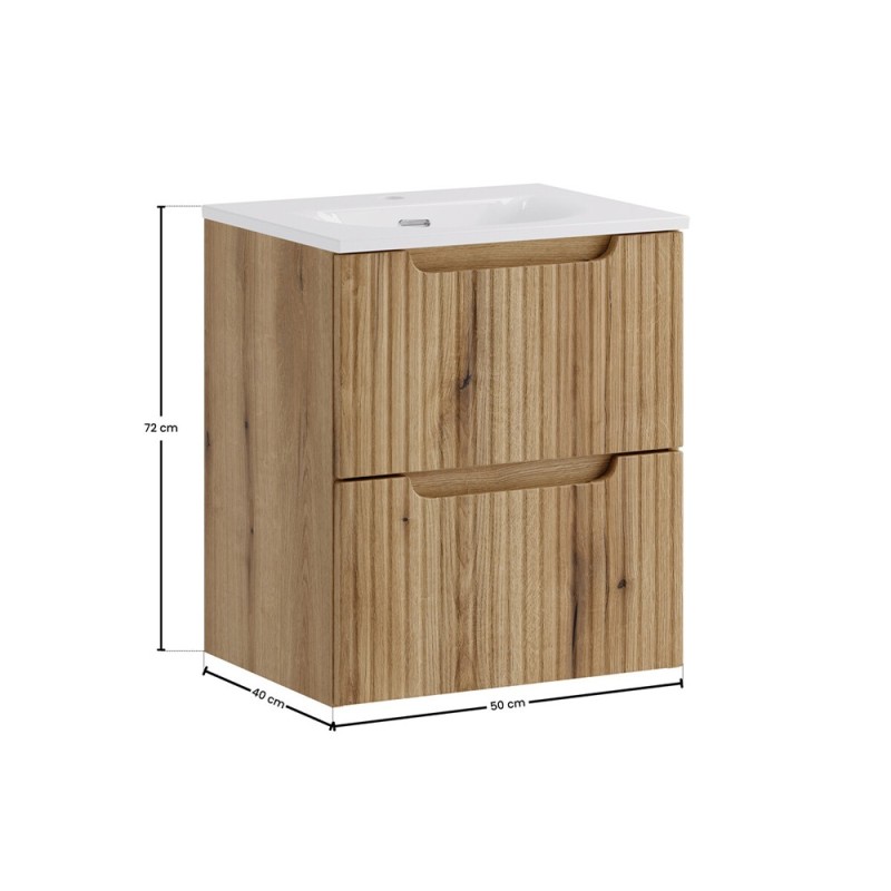 Set mobilier de baie Nova Coast Evoke, MDF, PAL melaminat, stejar evoke, lavoar Sky, L.50 cm, SET-NOCE 50CM S SKY 3