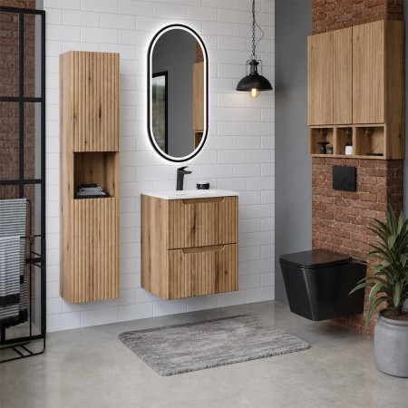 Set mobilier de baie Nova Coast Evoke, MDF, PAL melaminat, stejar evoke, lavoar Sky, L.50 cm, SET-NOCE 50CM S SKY 3