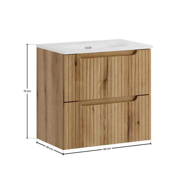Set mobilier de baie Nova Coast Evoke, MDF, PAL melaminat, stejar evoke, lavoar Sky, L.60 cm, SET-NOCE 60CM S SKY 3