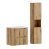 Set mobilier de baie Nova Coast Evoke, MDF, PAL melaminat, stejar evoke, lavoar Sky, L.60 cm, dulap inalt H.140 cm, SET-NOCE 60CM S SKY 3 HC