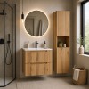 Set mobilier de baie Nova Coast Evoke, MDF, PAL melaminat, stejar evoke, lavoar Sky, L.60 cm, dulap inalt H.140 cm, SET-NOCE 60CM S SKY 3 HC