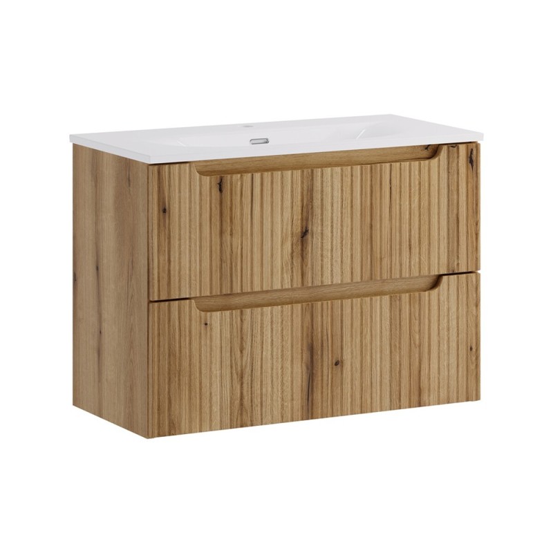 Set mobilier de baie Nova Coast Evoke, MDF, PAL melaminat, stejar evoke, lavoar Sky, L.80 cm, SET-NOCE 80CM S SKY 3