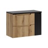 Set mobilier de baie Nova Coast Evoke, MDF, PAL melaminat, stejar evoke, blat negru mat, L.80 cm, SET-NOCE B BLACK 80CM S