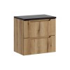 Set mobilier de baie Nova Coast Evoke, MDF, PAL melaminat, stejar evoke, blat negru mat, L.60 cm, SET-NOCE B BLACK S 60CM