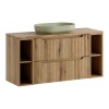 Set mobilier de baie Nova Coast Evoke, MDF, PAL melaminat, stejar evoke, blat stejar evoke, L.120 cm, lavoar River, SET-NOCE B NAT OAK 120CM S UN RIVER