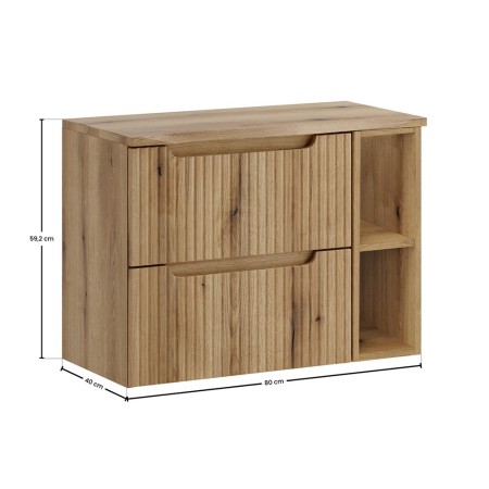 Set mobilier de baie Nova Coast Evoke, MDF, PAL melaminat, stejar evoke, blat stejar evoke, L.80 cm, SET-NOCE B NAT OAK 80CM S