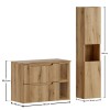 Set mobilier de baie Nova Coast Evoke, MDF, PAL melaminat, stejar evoke, blat stejar evoke, L.80 cm, dulap inalt H.140 cm, SET-NOCE B NAT OAK 80CM S HC