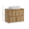 Set mobilier de baie Nova Coast Evoke, MDF, PAL melaminat, stejar evoke, blat stejar evoke, L.80 cm, lavoar Beyond, SET-NOCE B NAT OAK 80CM S UN BEYOND