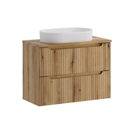 Set mobilier de baie Nova Coast Evoke, MDF, PAL melaminat, stejar evoke, blat stejar evoke, L.80 cm, lavoar Beyond, SET-NOCE B NAT OAK 80CM S UN BEYOND