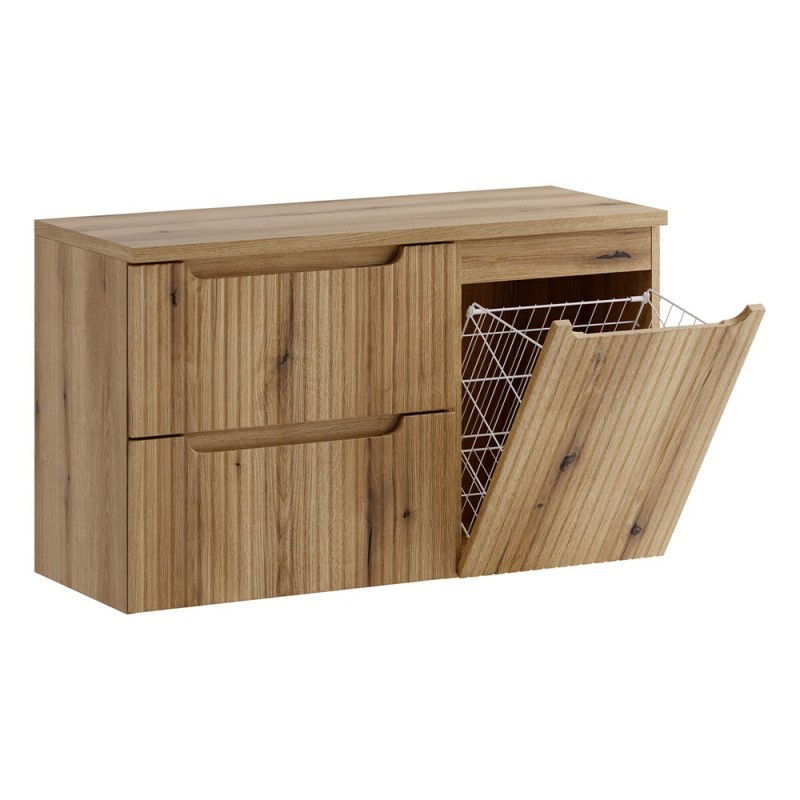 Set mobilier de baie Nova Coast Evoke, MDF, PAL melaminat, stejar evoke, blat stejar evoke, L.100 cm, SET-NOCE B OAK 100CM S LB