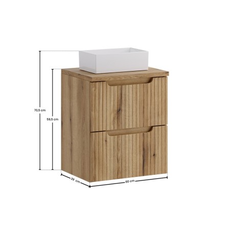 Set mobilier de baie Nova Coast Evoke, MDF, PAL melaminat, stejar evoke, blat stejar evoke, L.50 cm, lavoar Gaja, SET-NOCE B OAK 50CM S UN GAJA