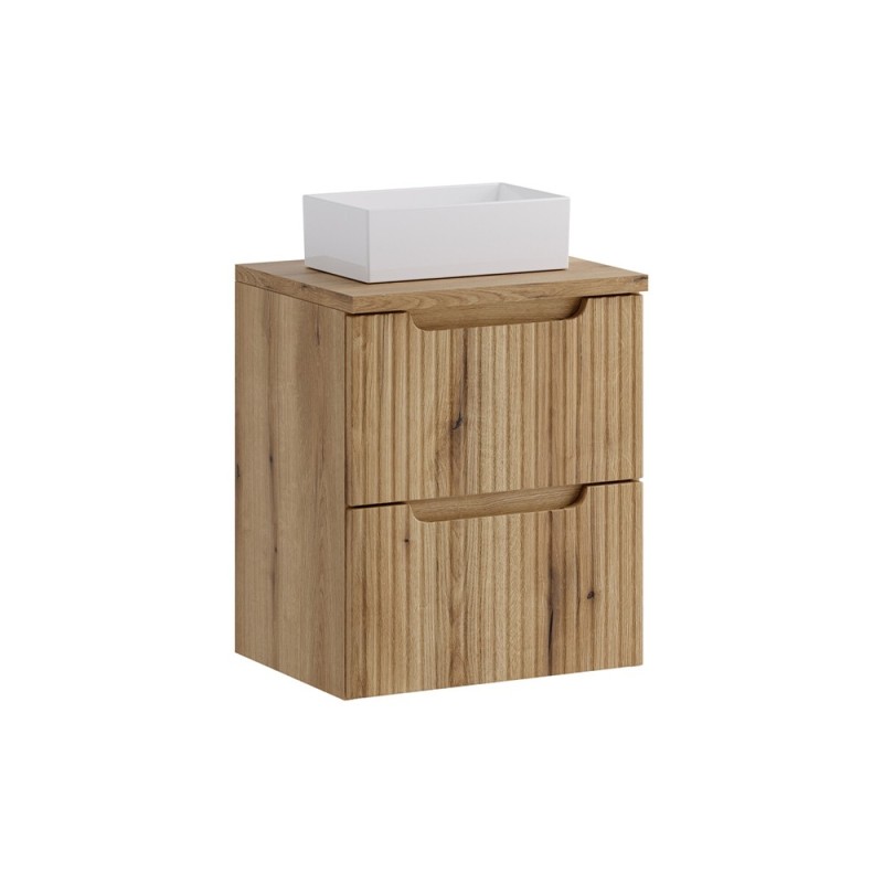 Set mobilier de baie Nova Coast Evoke, MDF, PAL melaminat, stejar evoke, blat stejar evoke, L.50 cm, lavoar Gaja, SET-NOCE B OAK 50CM S UN GAJA