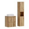 Set mobilier de baie Nova Coast Evoke, MDF, PAL melaminat, stejar evoke, blat stejar evoke, L.50 cm, lavoar Gaja, dulap inalt H.140 cm, SET-NOCE B OAK 50CM S UN GAJA HC