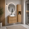 Set mobilier de baie Nova Coast Evoke, MDF, PAL melaminat, stejar evoke, blat stejar evoke, L.50 cm, lavoar Gaja, dulap inalt H.140 cm, SET-NOCE B OAK 50CM S UN GAJA HC