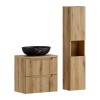 Set mobilier de baie Nova Coast Evoke, MDF, PAL melaminat, stejar evoke, blat stejar evoke, L.60 cm, lavoar Mona, dulap inalt H.140 cm, SET-NOCE B OAK 60CM S UN MONA HC