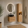 Set mobilier de baie Nova Coast Evoke, MDF, PAL melaminat, stejar evoke, blat stejar evoke, L.60 cm, lavoar Mona, dulap inalt H.140 cm, SET-NOCE B OAK 60CM S UN MONA HC