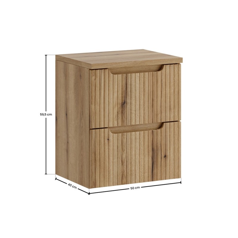 Set mobilier de baie Nova Coast Evoke, MDF, PAL melaminat, stejar evoke, blat stejar evoke, L.50 cm, SET-NOCE B OAK S 50CM