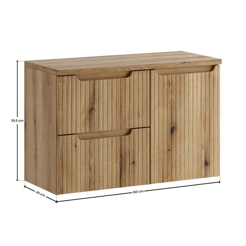 Set mobilier de baie Nova Coast Evoke, MDF, PAL melaminat, stejar evoke, blat stejar evoke, L.90 cm, SET-NOCE B OAK S 90CM LB
