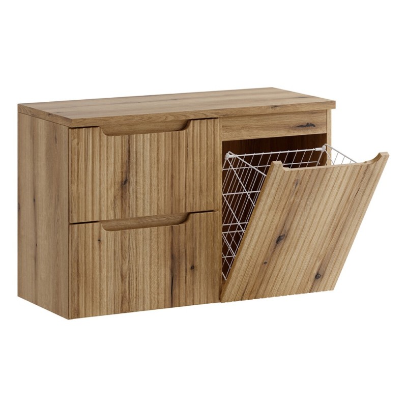 Set mobilier de baie Nova Coast Evoke, MDF, PAL melaminat, stejar evoke, blat stejar evoke, L.90 cm, SET-NOCE B OAK S 90CM LB