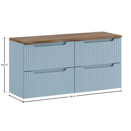 Set mobilier de baie Nova Denim, MDF, PAL melaminat, denim, blat stejar casella, L.120 cm, SET-NOD B NAT CASELLA 120CM S