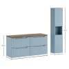 Set mobilier de baie Nova Denim, MDF, PAL melaminat, denim, blat stejar casella, L.120 cm, dulap inalt H.140 cm, SET-NOD B NAT CASELLA 120CM S HC