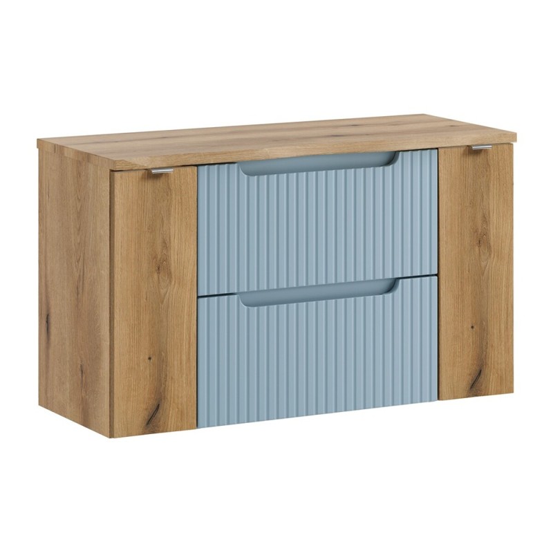 Set mobilier de baie Nova Denim, MDF, PAL melaminat, denim/stejar evoke, blat stejar evoke, L.100 cm, SET-NOD B NAT OAK 100CM S