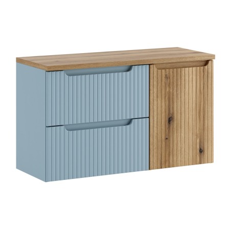 Set mobilier de baie Nova Denim, MDF, PAL melaminat, denim/stejar evoke, blat stejar evoke, L.100 cm, SET-NOD B OAK 100CM S LB