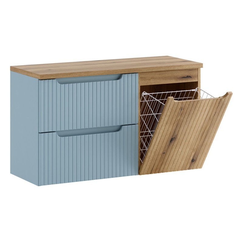 Set mobilier de baie Nova Denim, MDF, PAL melaminat, denim/stejar evoke, blat stejar evoke, L.100 cm, SET-NOD B OAK 100CM S LB
