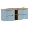 Set mobilier de baie Nova Denim, MDF, PAL melaminat, denim, blat stejar evoke, L.140 cm, SET-NOD B OAK 140CM S