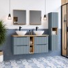Set mobilier de baie Nova Denim, MDF, PAL melaminat, denim, blat stejar evoke, L.140 cm, SET-NOD B OAK 140CM S