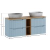 Set mobilier de baie Nova Denim, MDF, PAL melaminat, denim, blat stejar evoke, L.140 cm, lavoare Anna, SET-NOD B OAK 140CM S UN ANNA