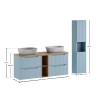 Set mobilier de baie Nova Denim, MDF, PAL melaminat, denim, blat stejar evoke, L.140 cm, lavoare Anna, dulap inalt H.140 cm, SET-NOD B OAK 140CM S UN ANNA HC