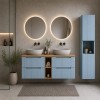 Set mobilier de baie Nova Denim, MDF, PAL melaminat, denim, blat stejar evoke, L.140 cm, lavoare Anna, dulap inalt H.140 cm, SET-NOD B OAK 140CM S UN ANNA HC