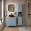 Set mobilier de baie Nova Denim, MDF, PAL melaminat, denim, blat stejar evoke, L.60 cm, lavoar Beyond, dulap inalt H.140 cm, SET-NOD B OAK 60CM S UN BEYOND HC