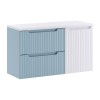 Set mobilier de baie Nova Denim, MDF, PAL melaminat, denim/alb mat, blat alb mat, L.100 cm, SET-NOD B WHITE 100CM S LB