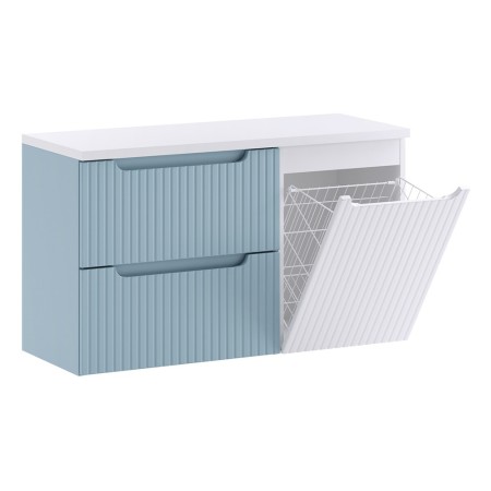 Set mobilier de baie Nova Denim, MDF, PAL melaminat, denim/alb mat, blat alb mat, L.100 cm, SET-NOD B WHITE 100CM S LB